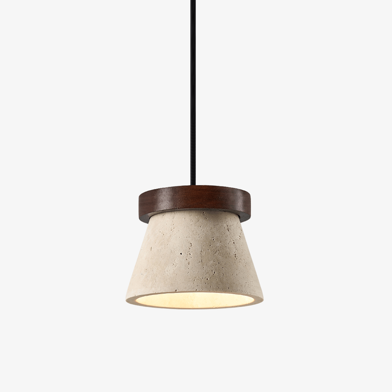 Cone Modern Travertine & Wood Pendant Light