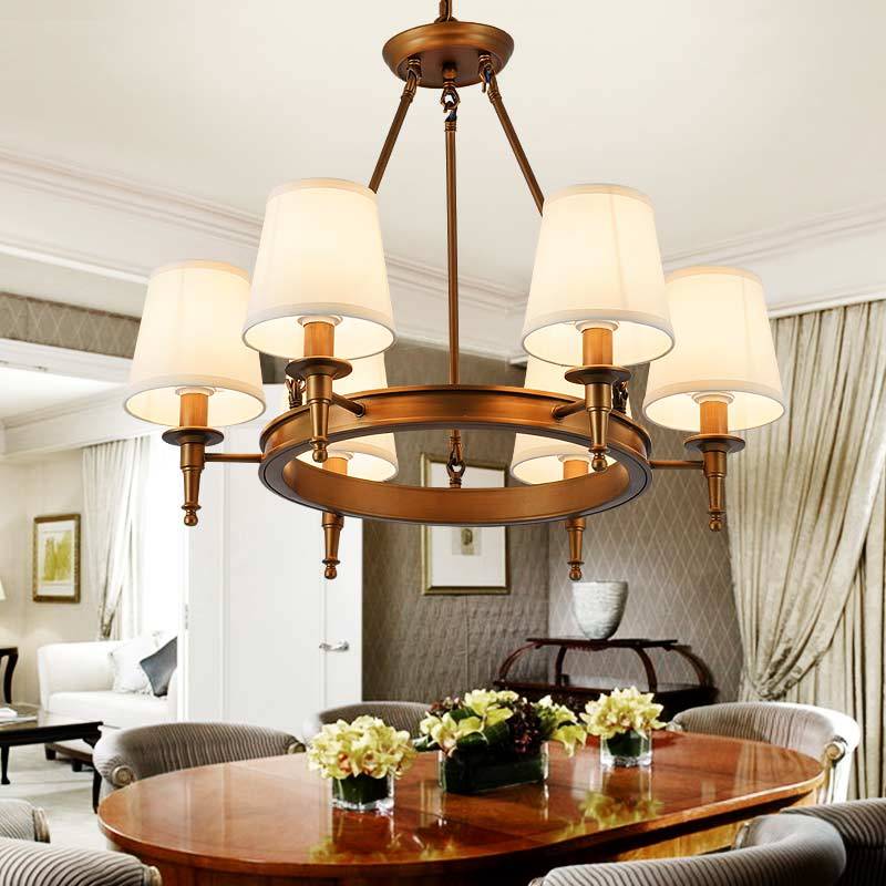 Silva Vintage Ring Fabric Chandelier Copper - Letslighting