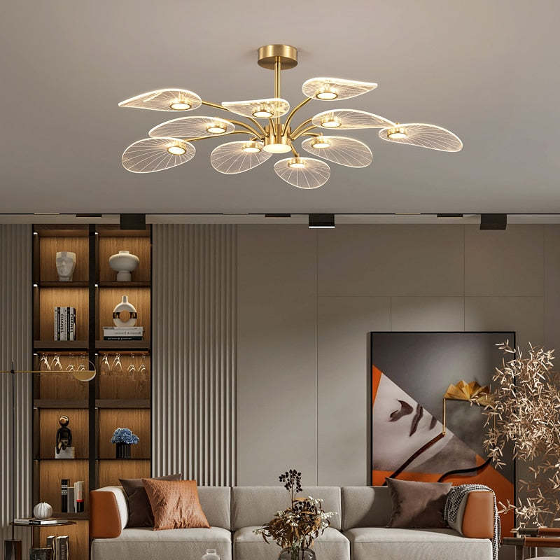 Arisha Art Deco Leaf Acrylic Chandelier - Letslighting
