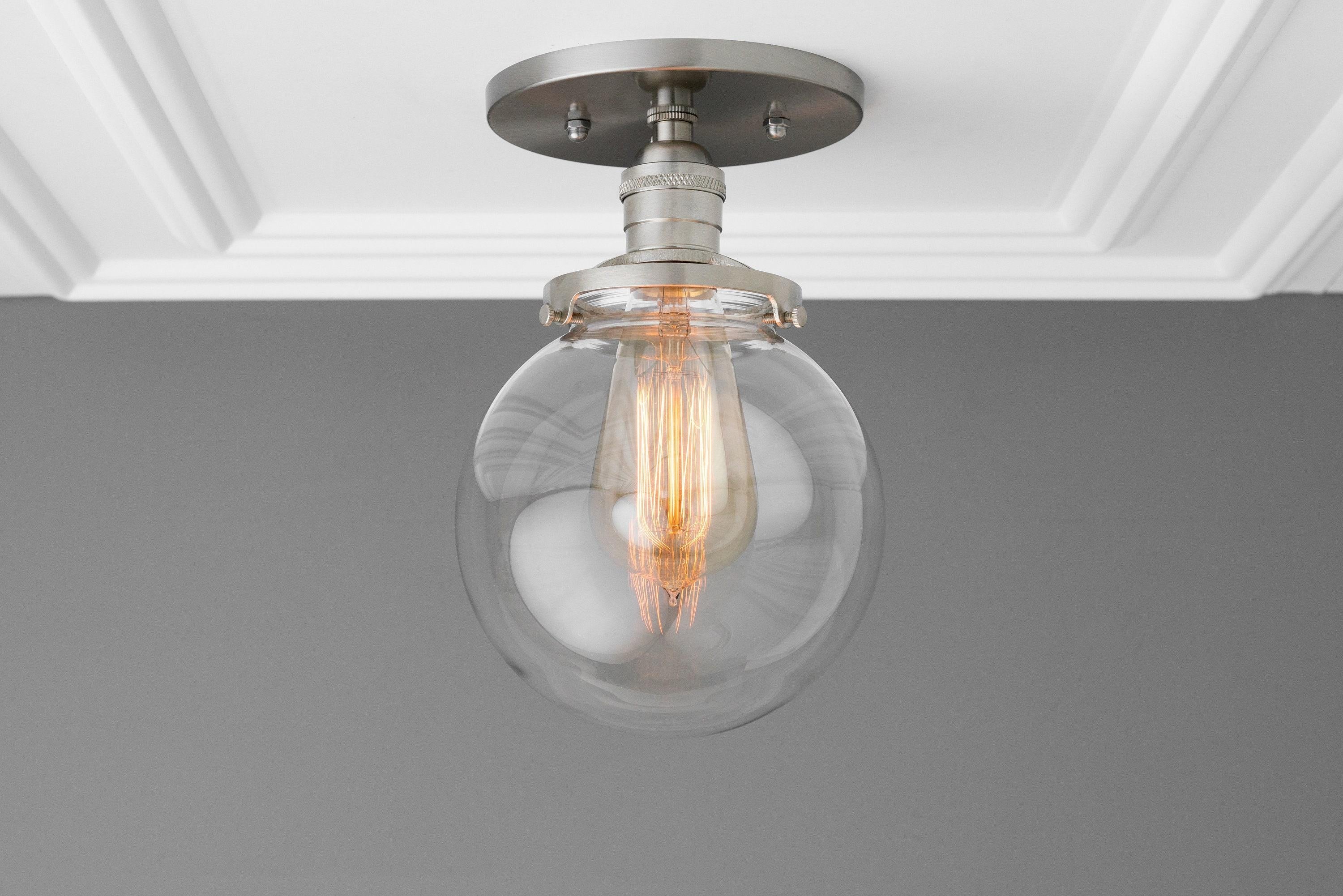 Pearl  Clear Glass Retro Globe Ceiling Light Bedroom
