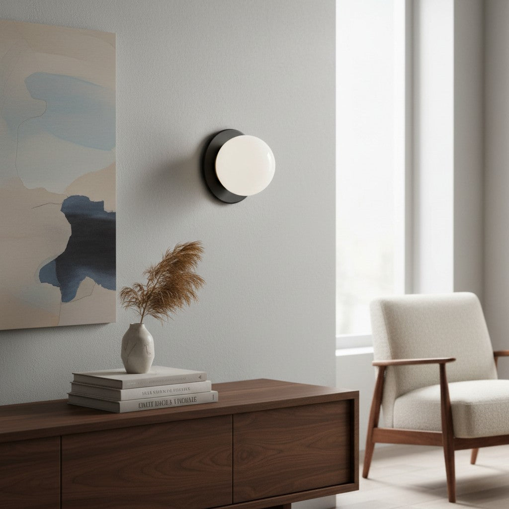 Pearl Milk Glass Modern Globe Wall Sconce