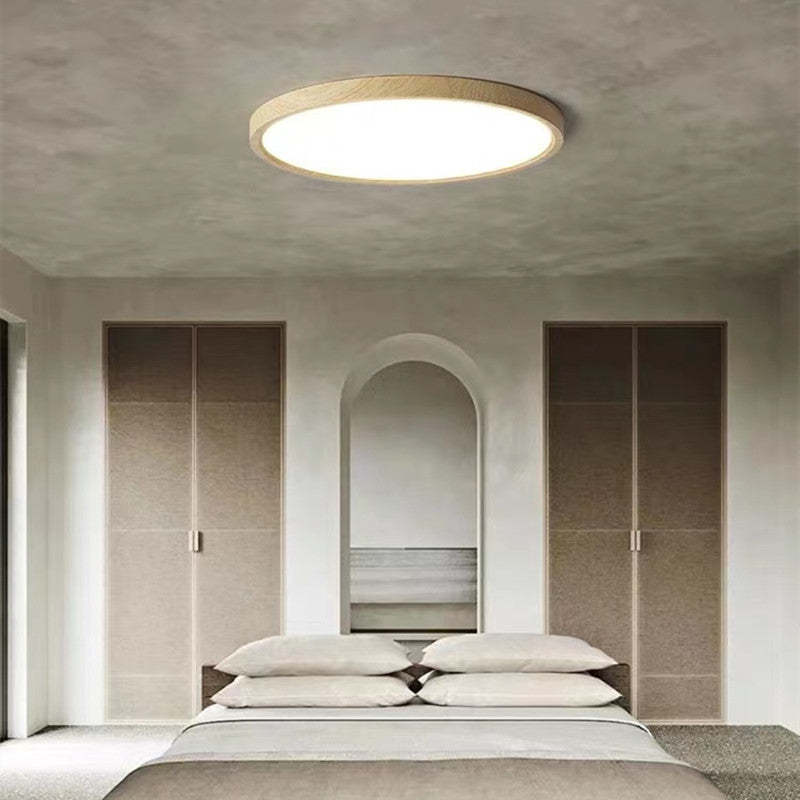 Ozawa Modern Wood Round Flush Mount Ceiling Lights Living Room