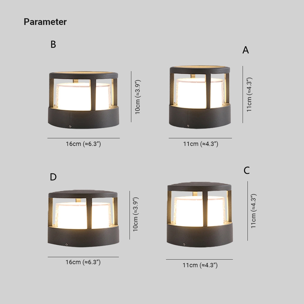 Ray Modern Metal Cylindrical Outdoor Bollard Light