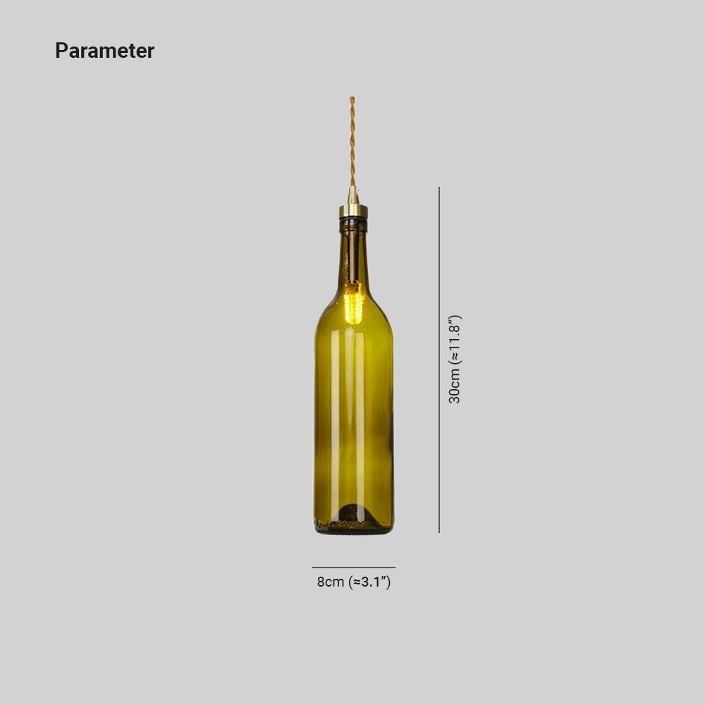 Valentina Industrial Wine Bottle Glass Pendant Light, Colorful