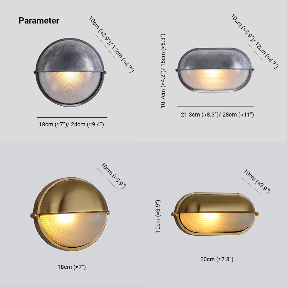 Ray Modern Round/Ellipse Outdoor Waterproof Wall Lamp, 2 Colors