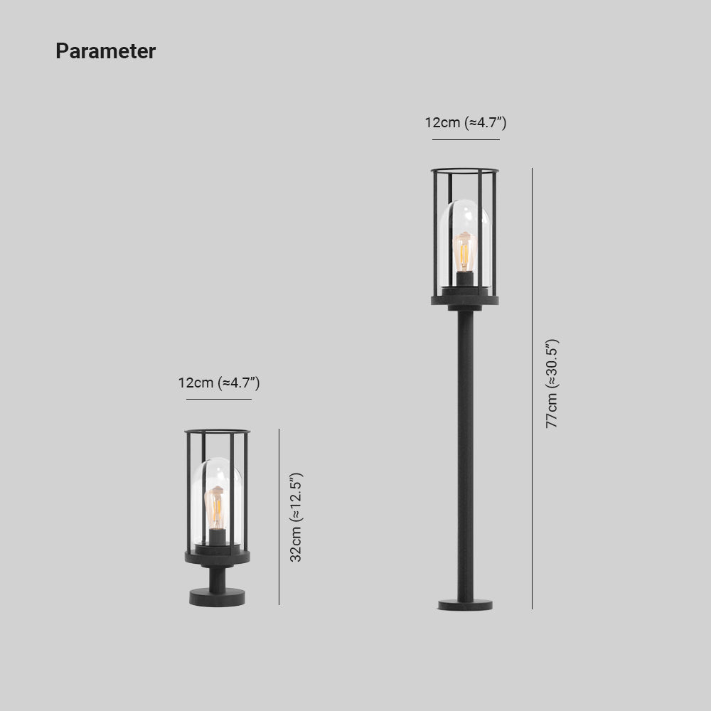 Ray Metal Cylindrical Lantern Shaped Solar Outdoor Path Light