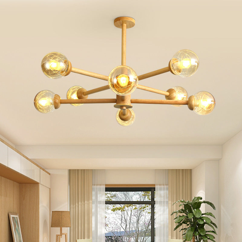 Muto Minimalist Bubble Wood/Glass Pendant Light - Letslighting