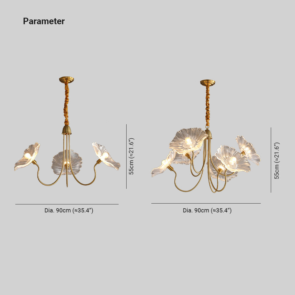Valentina Modern Flower Art Deco Metal Glass Chandelier Bedroom - Letslighting