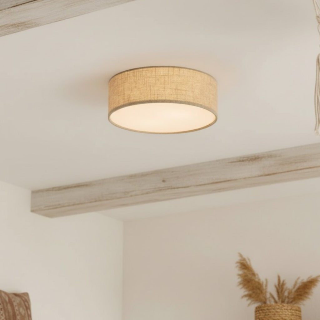 Linen Drum Ceiling Light Modern Bedroom