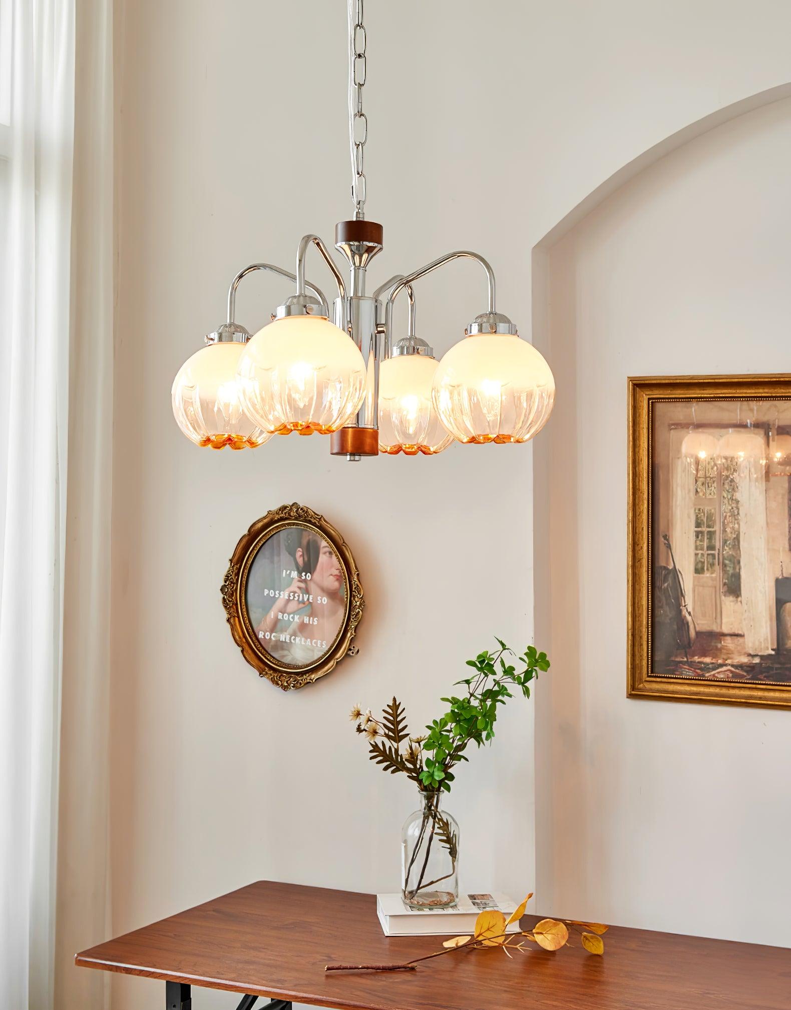 Ulliria Nordic Art Flower Walnut Glass Chandelier - Letslighting