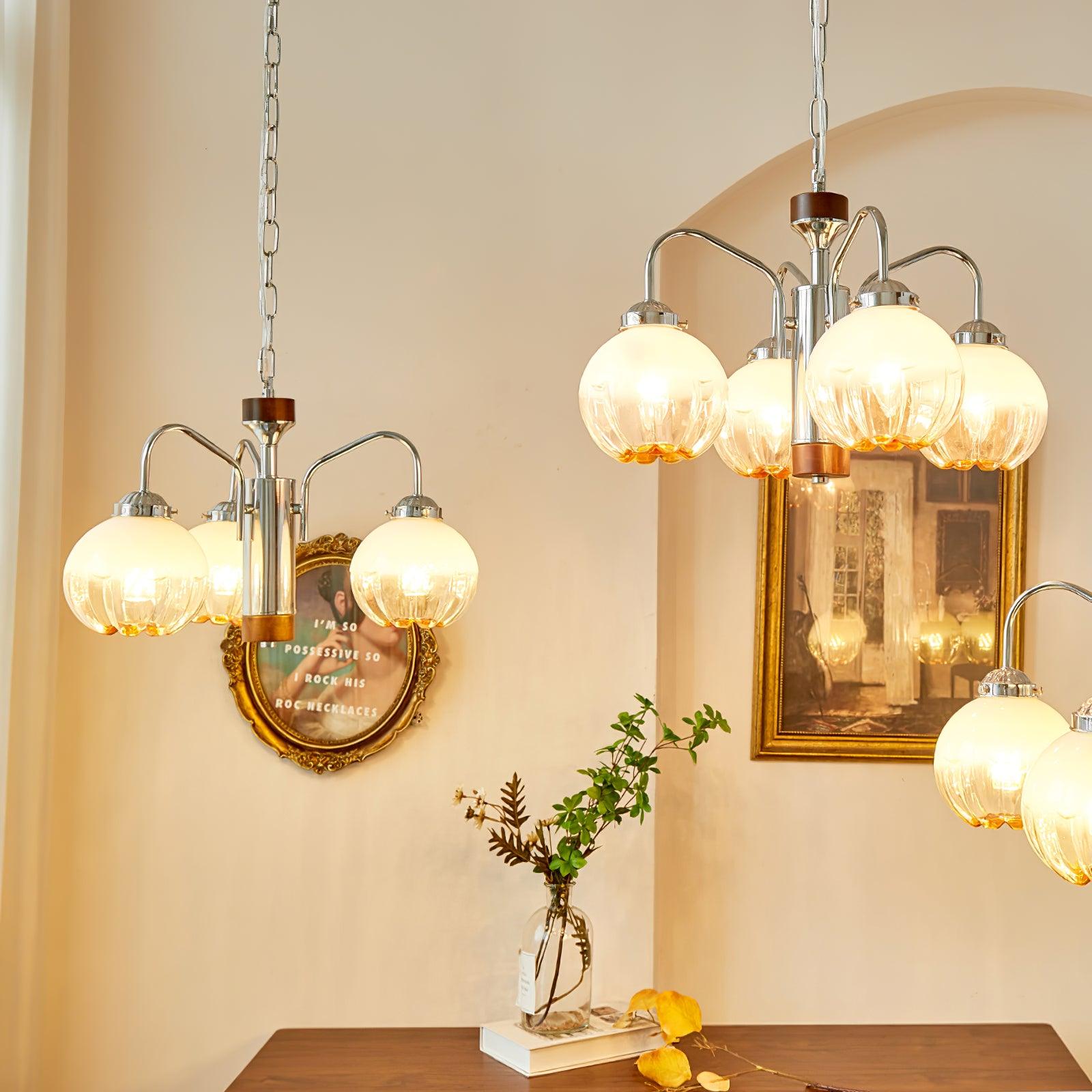 Ulliria Nordic Art Flower Walnut Glass Chandelier - Letslighting