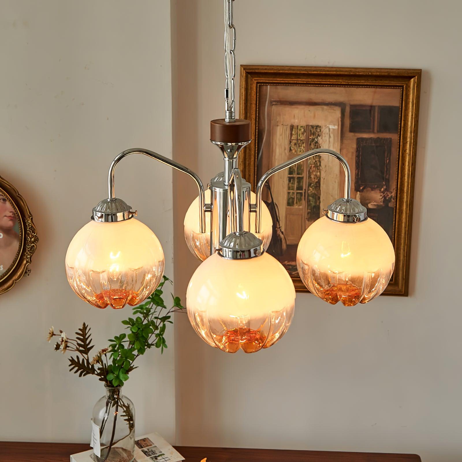 Ulliria Nordic Art Flower Walnut Glass Chandelier - Letslighting