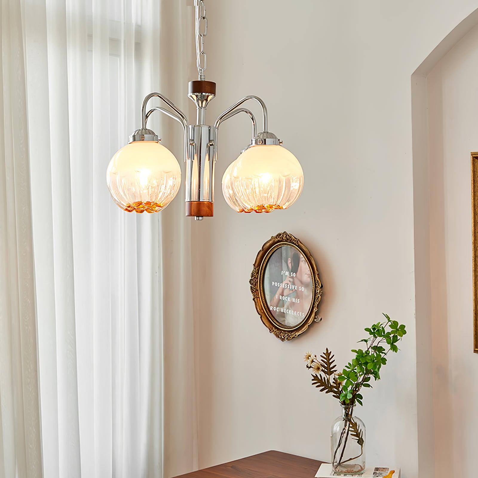 Ulliria Nordic Art Flower Walnut Glass Chandelier - Letslighting