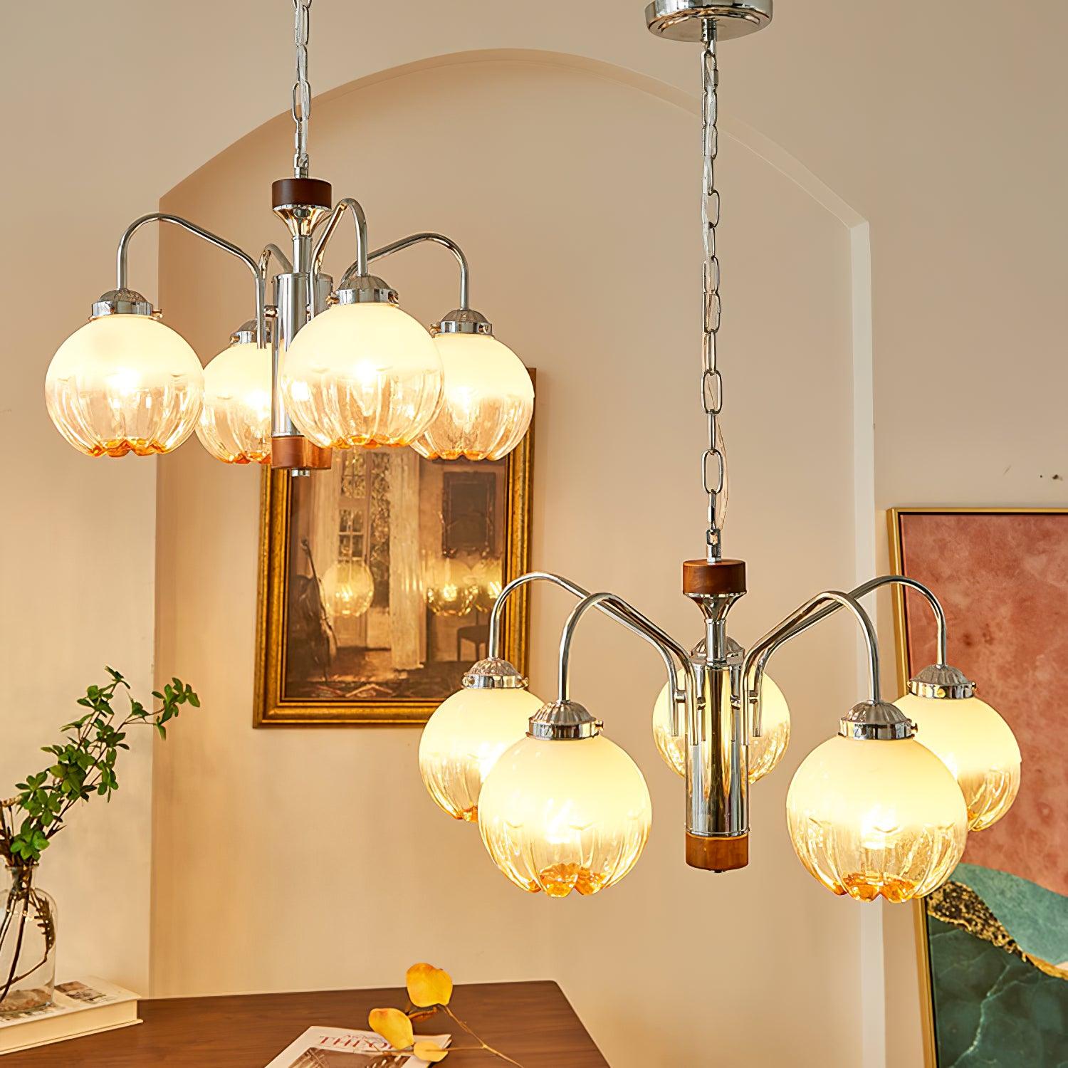 Ulliria Nordic Art Flower Walnut Glass Chandelier - Letslighting