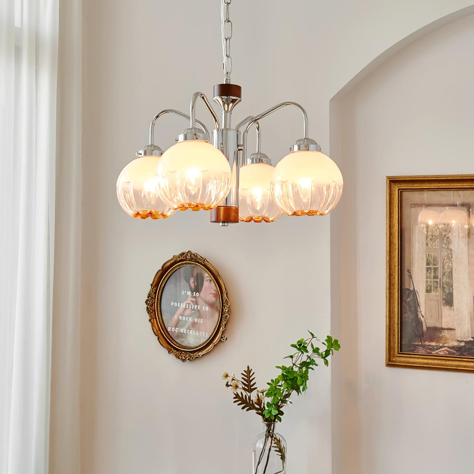 Ulliria Nordic Art Flower Walnut Glass Chandelier - Letslighting