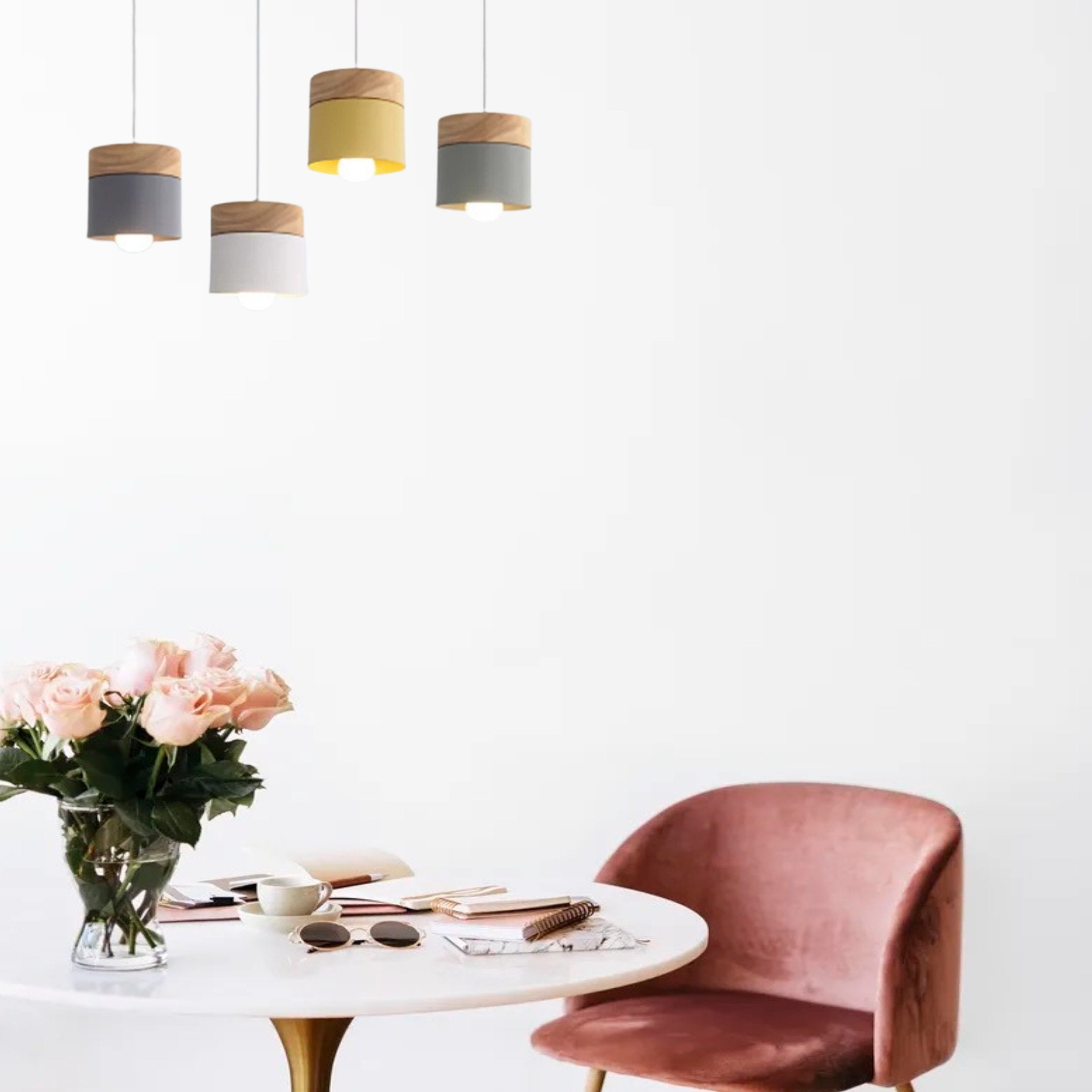 Valentina Modern Can Shape /Wood Pendant Light - Letslighting