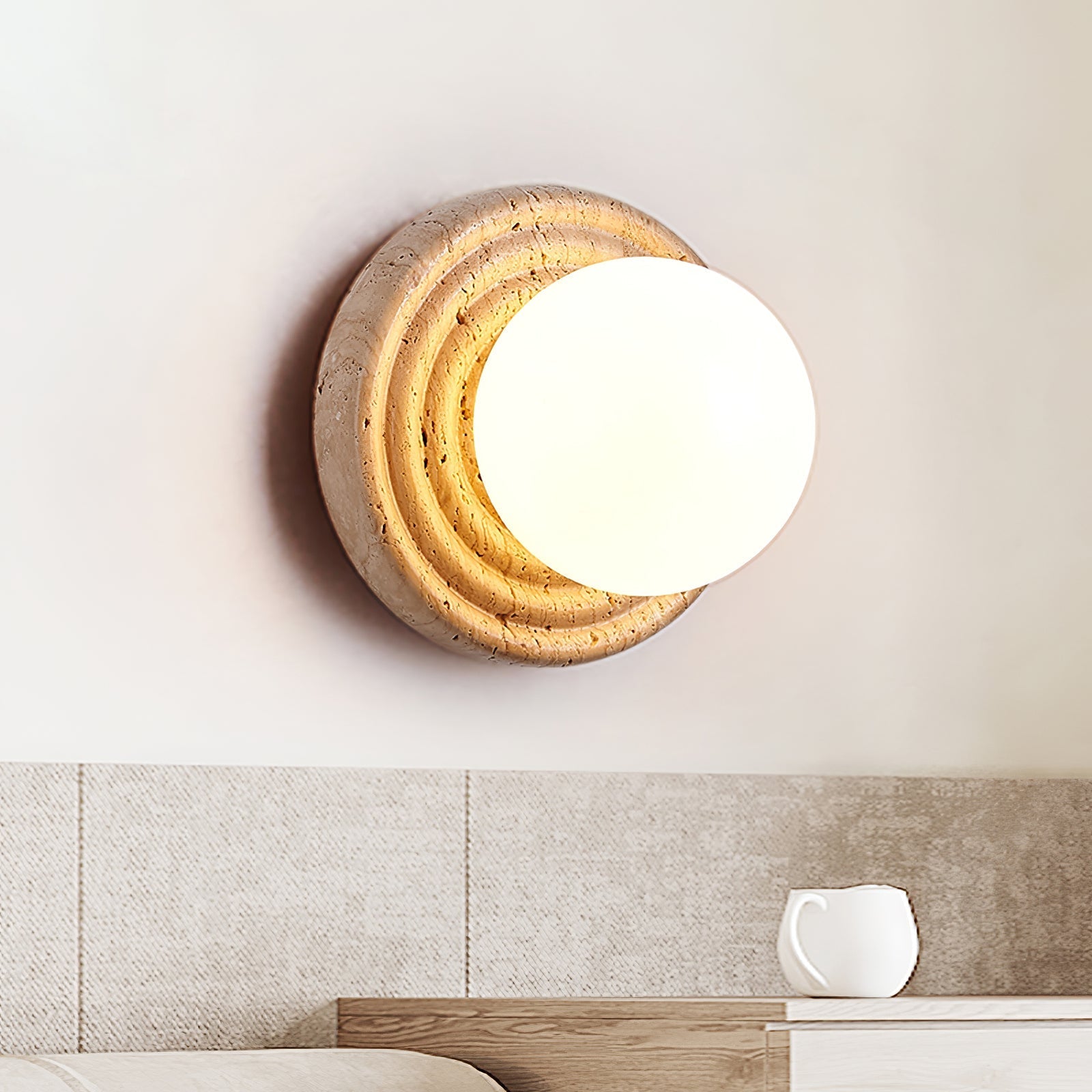 Echo  Travertine Globe Wall Lamp