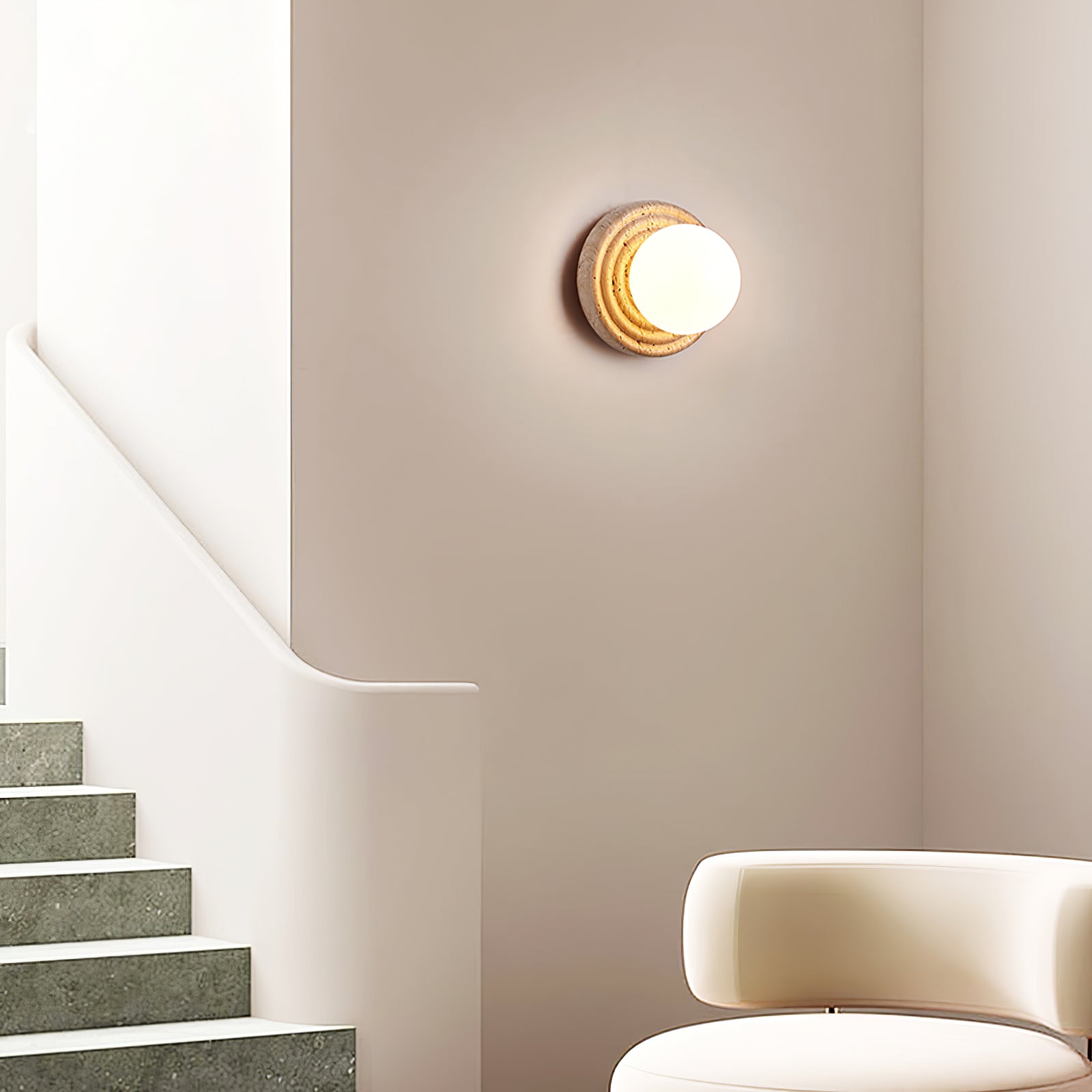 Echo  Travertine Globe Wall Lamp