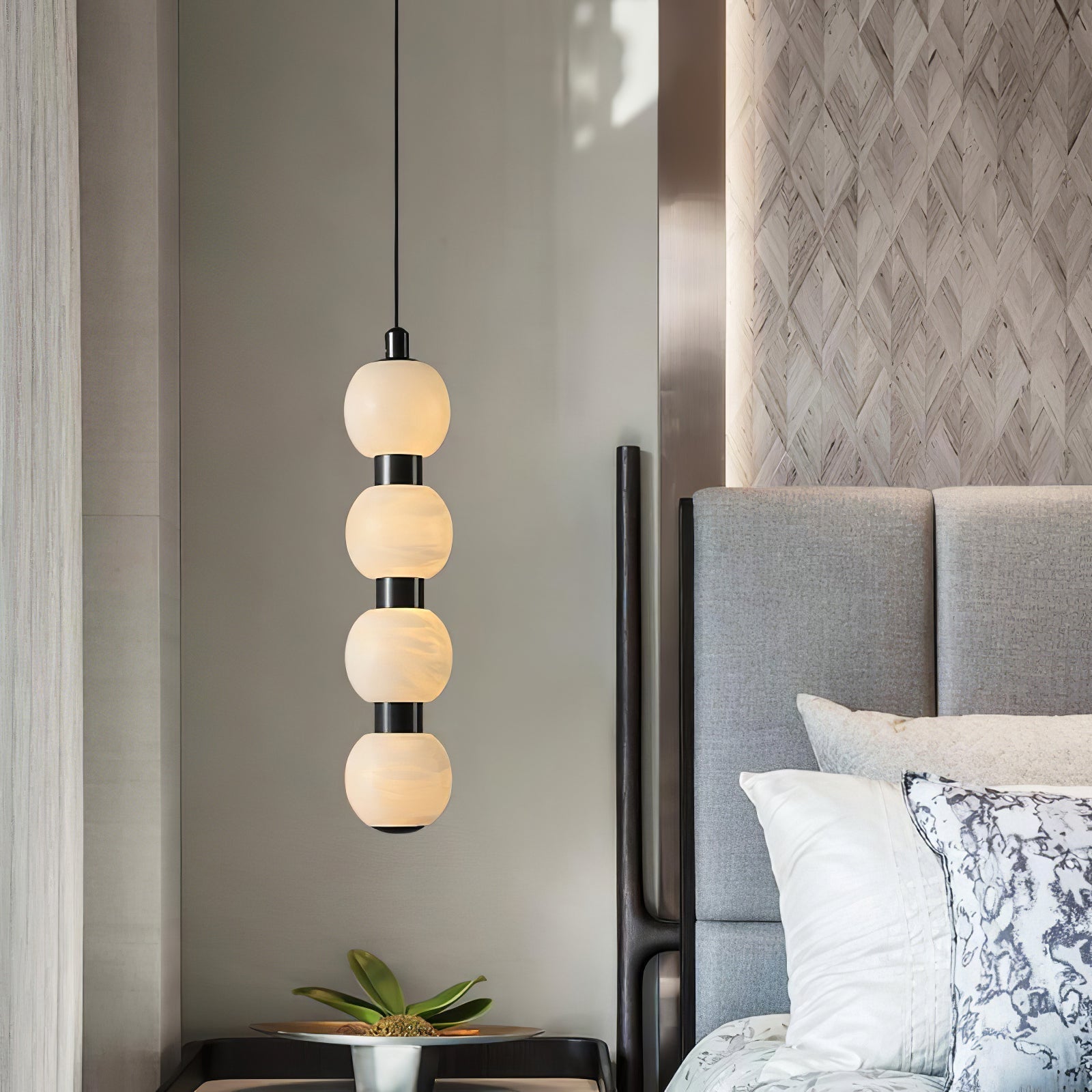 Orbique Modern Metal & Alabaster Pendant Light