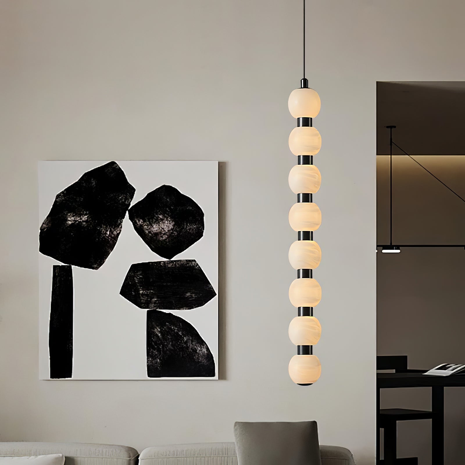 Orbique Modern Metal & Alabaster Pendant Light