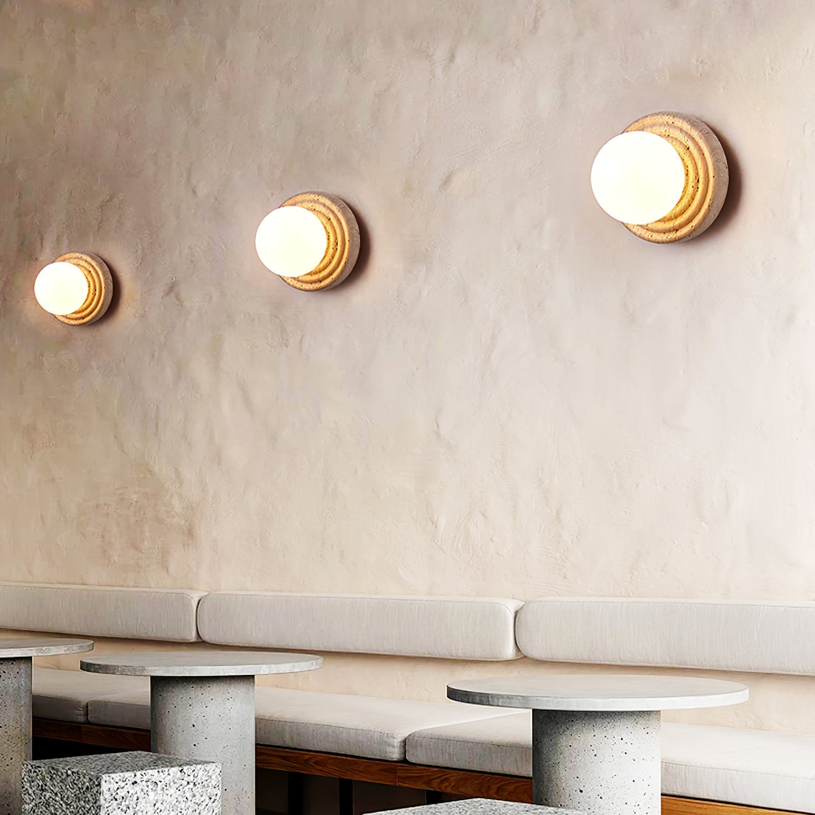 Echo  Travertine Globe Wall Lamp