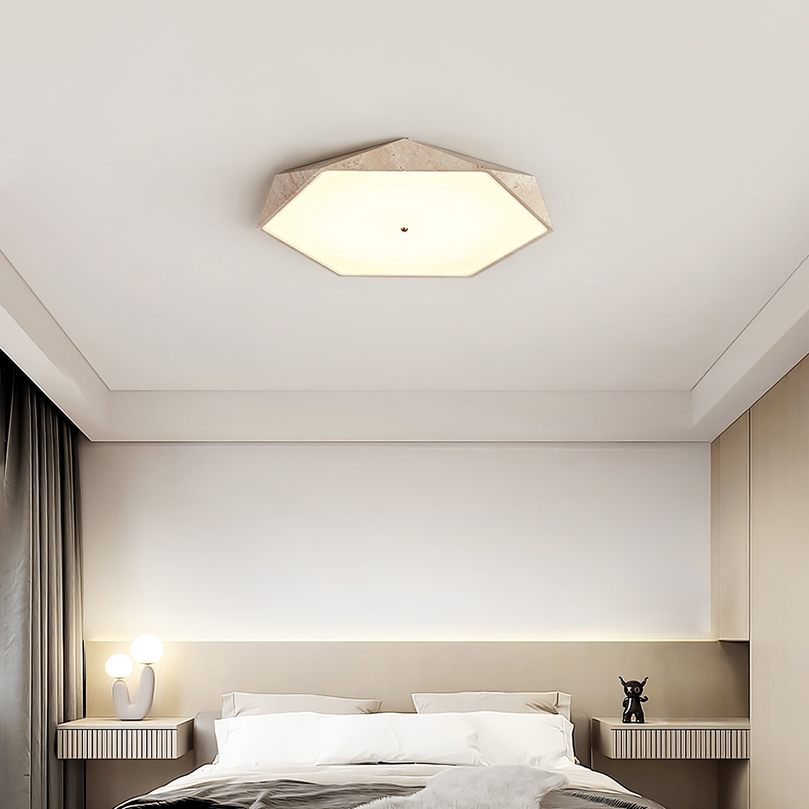 Lunarc Modern Travertine Ceiling Light