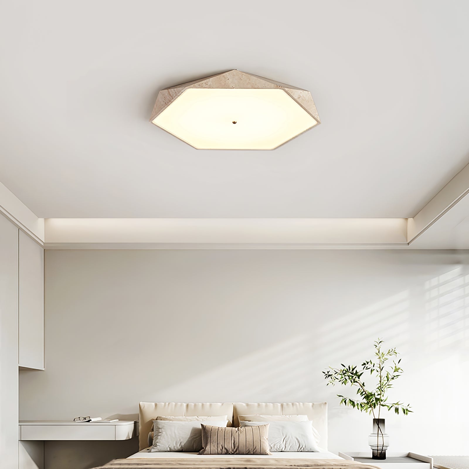 Lunarc Modern Travertine Ceiling Light