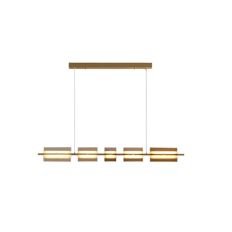 Arisha Modern Nordic Linear Copper Glass Pendant Light Brass - Letslighting