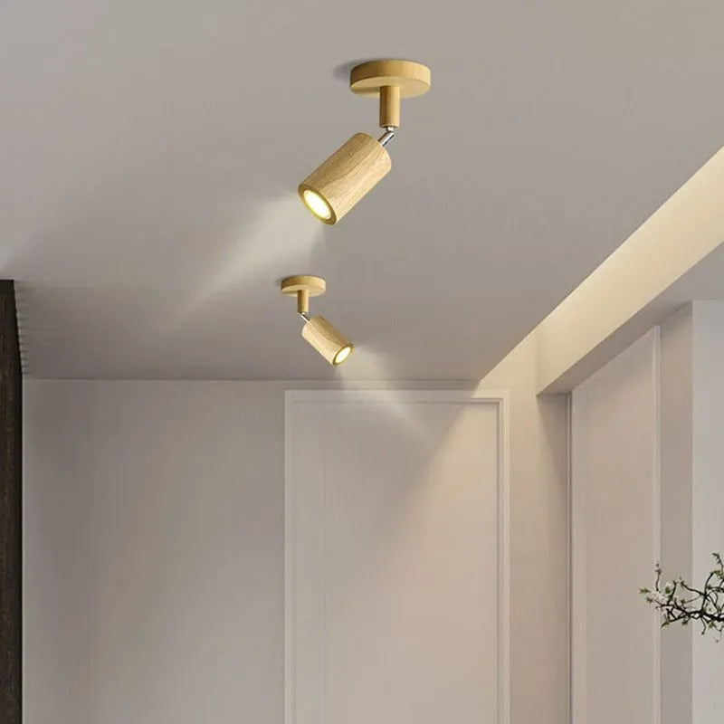 Muto Modern LED Adjustable Ceiling Spotlight, Wood - Letslighting