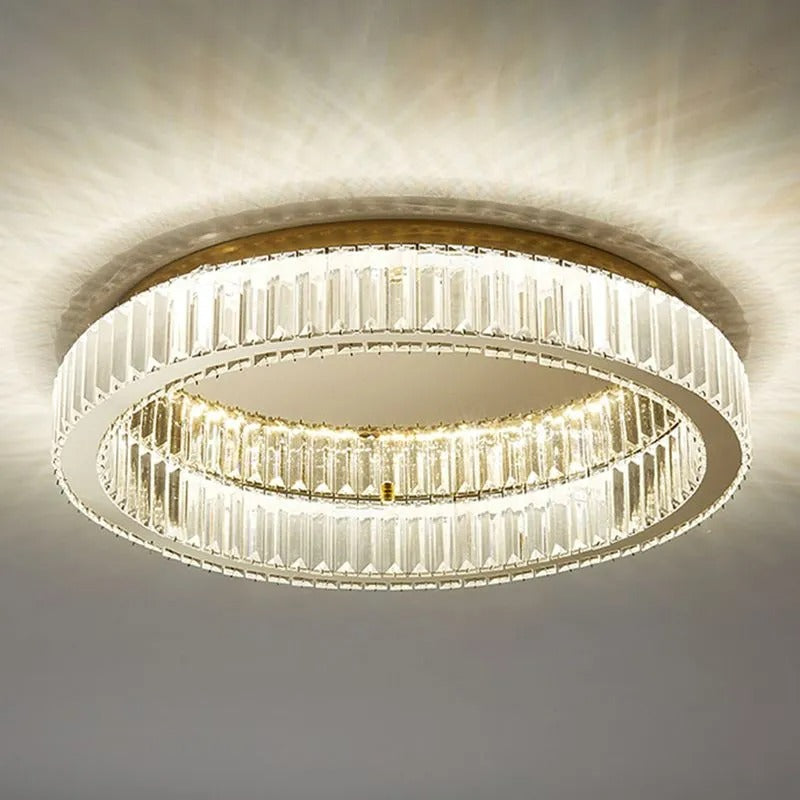 Kristy Modern Art Deco Circle Crystal Metal Flush Mount Ceiling Light