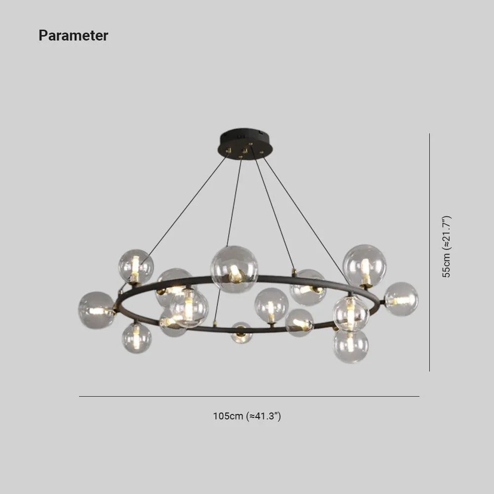 Valentina Modern Glass Globe Ring Chandelier - Letslighting