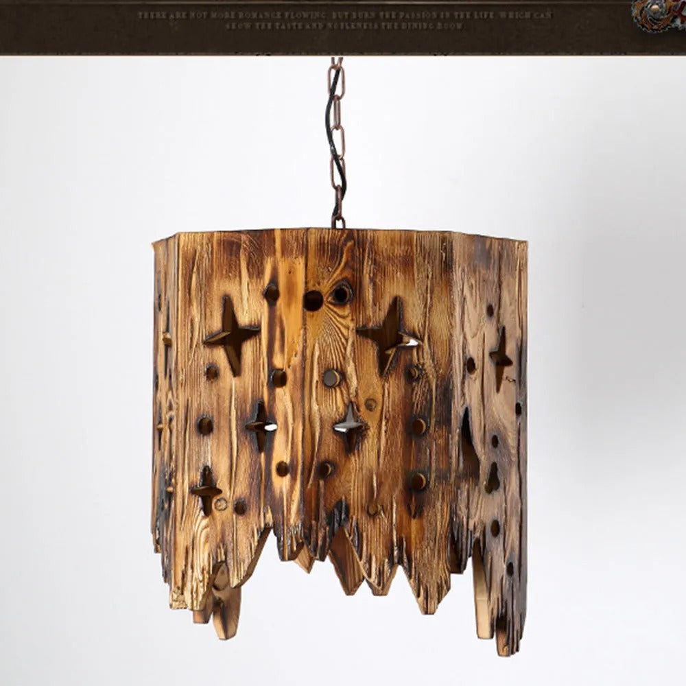 Epoch Retro Starry Metal & Wood Pendant Light