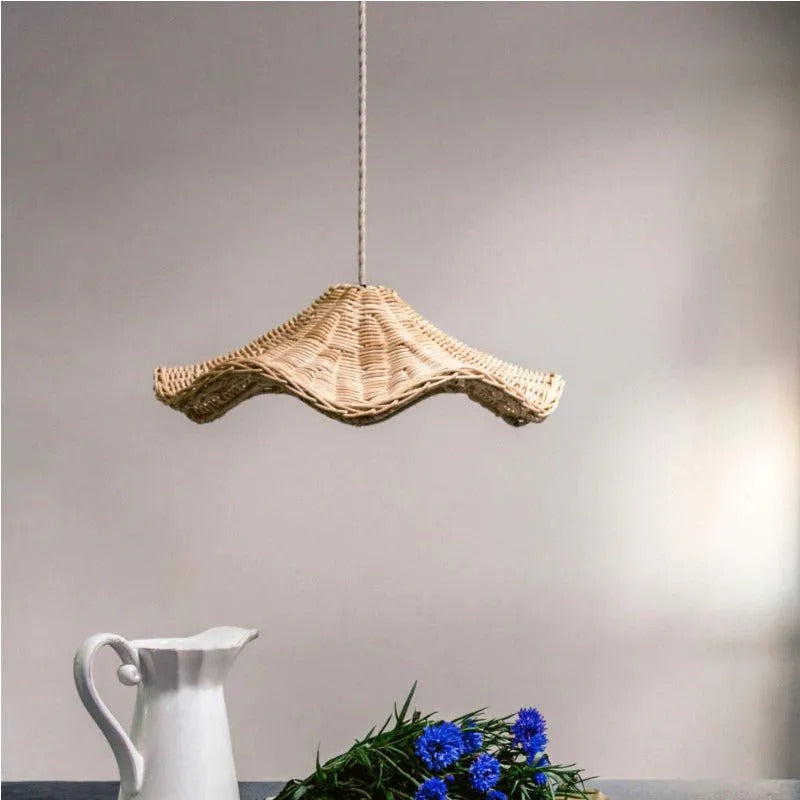Ritta Classic Wave LED Pendant Light Rattan Dining Room/Living Room - Letslighting