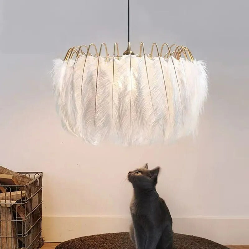 O'Moore Elegant Feather Pendant Light Bedroom Living Room