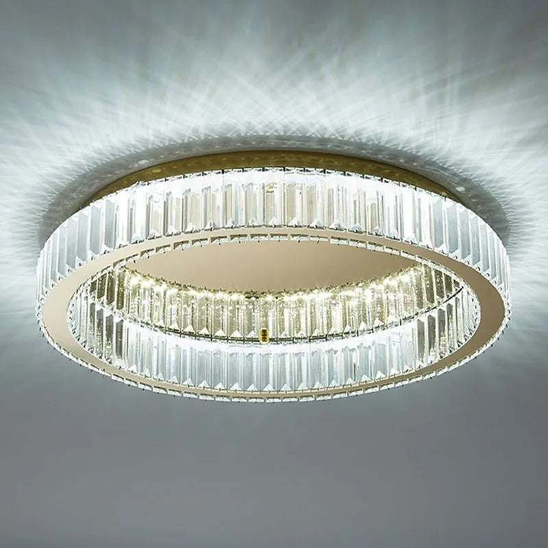 Kristy Modern Art Deco Circle Crystal Metal Flush Mount Ceiling Light