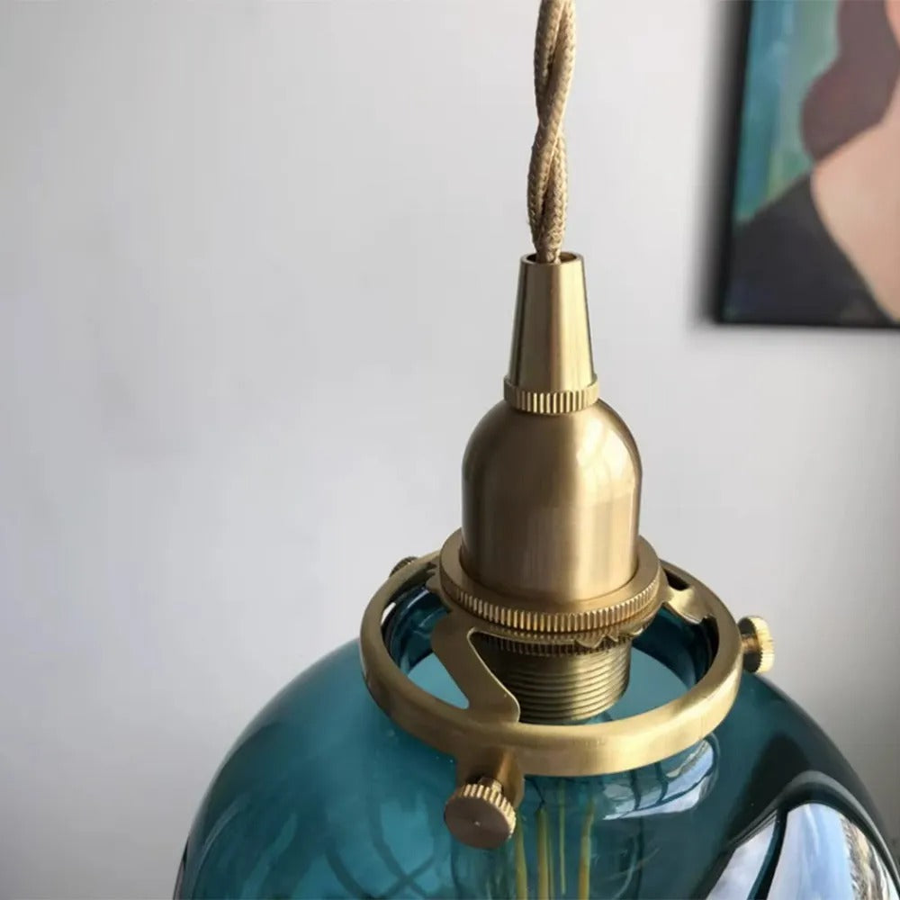 Valentina Retro Oval Glass Metal Pendant Light - Letslighting