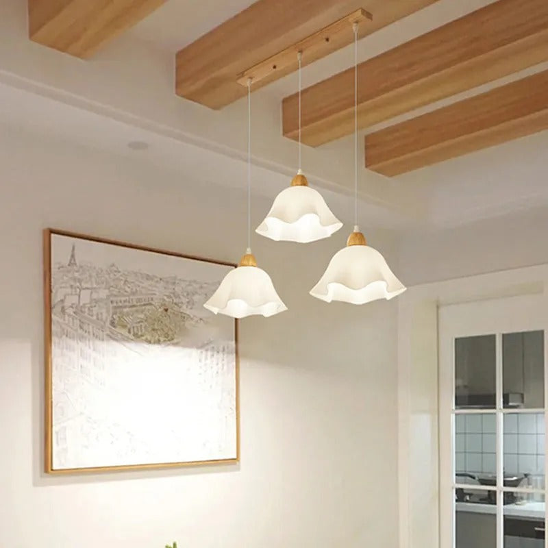Muto Minimalist Flower Acrylic Wood Pendant Light
