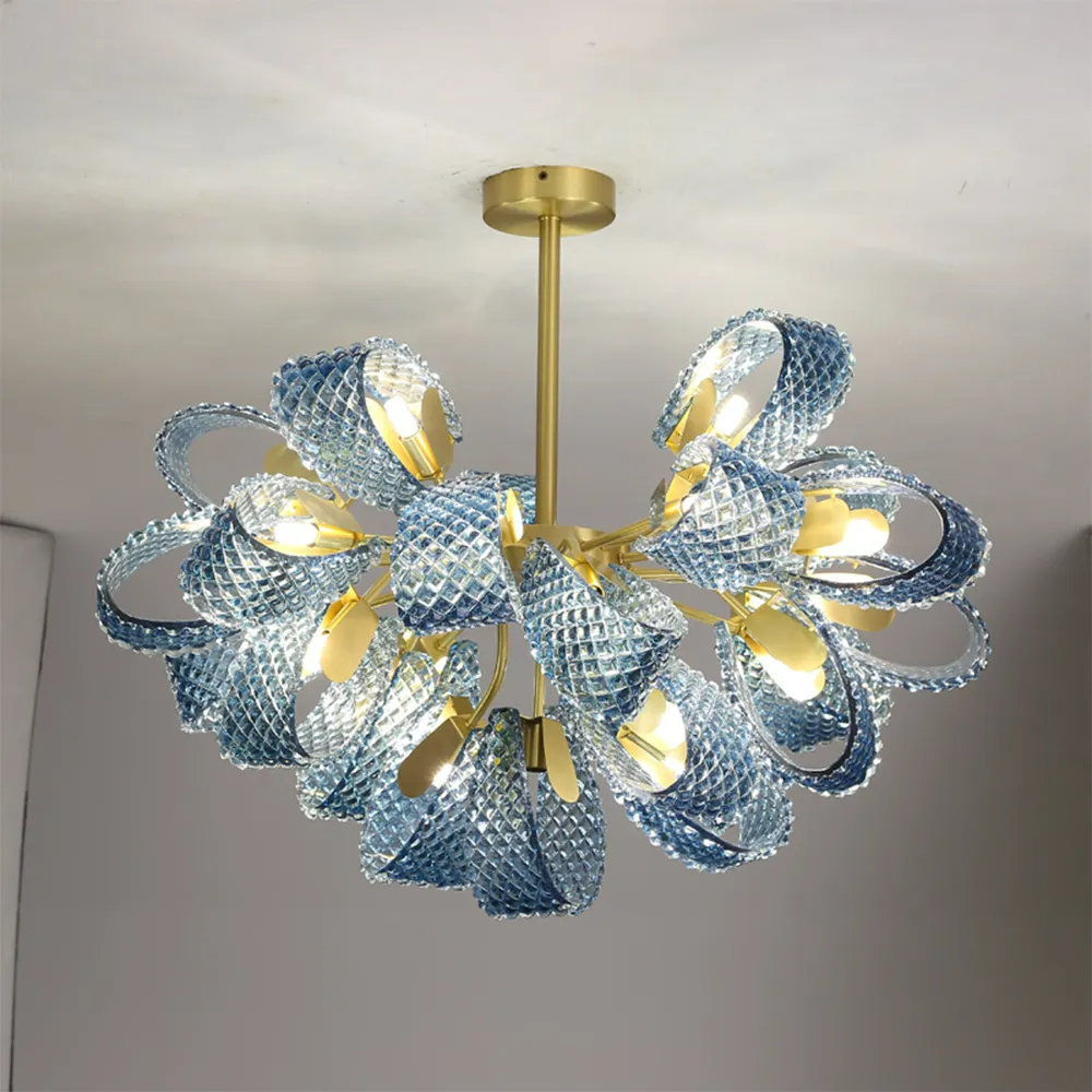 Valentina Vintage Art Deco Glass Chandelier Living Room - Letslighting
