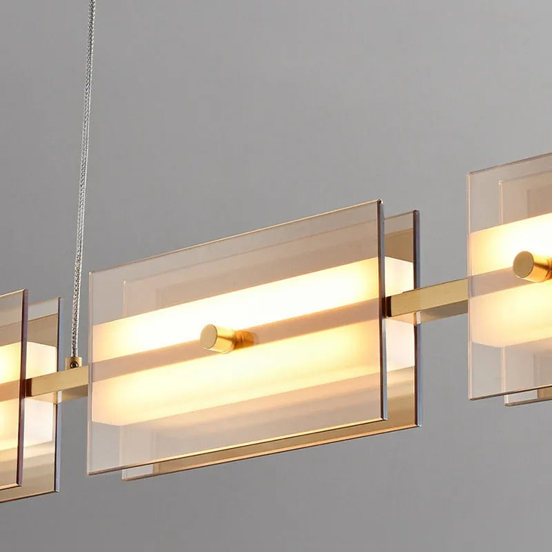 Arisha Modern Nordic Linear Copper Glass Pendant Light Brass - Letslighting