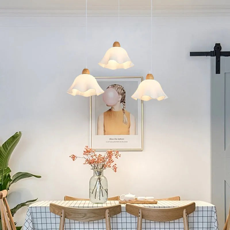 Muto Minimalist Flower Acrylic Wood Pendant Light