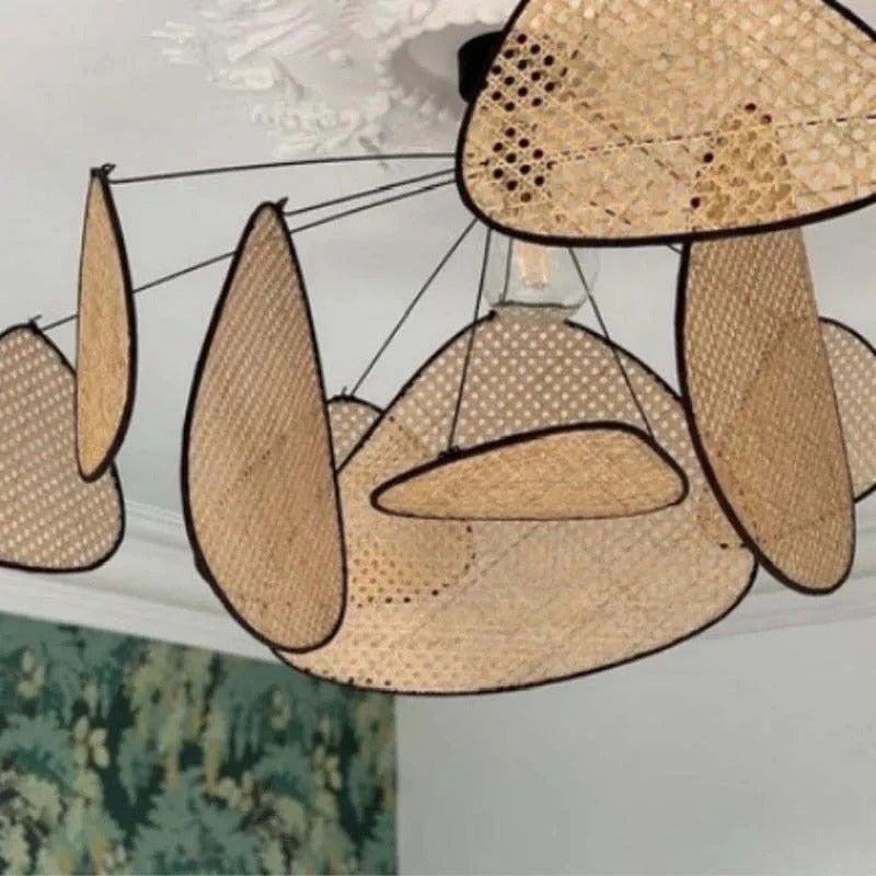 Ritta Pendant Light Leaf Grid, Rattan/, Bedroom - Letslighting