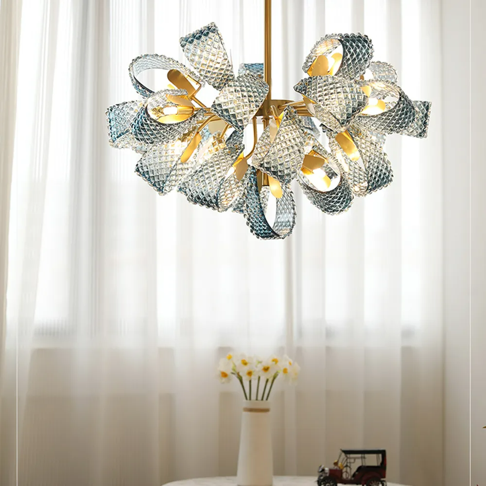Valentina Vintage Art Deco Glass Chandelier Living Room - Letslighting