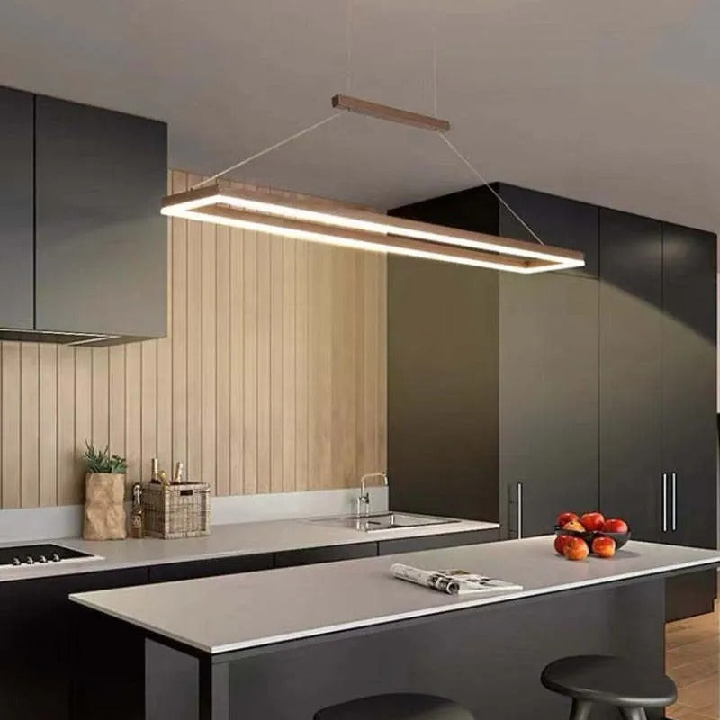 Arisha Modern Rectangular Metal Pendant Light Coffee Dining Room