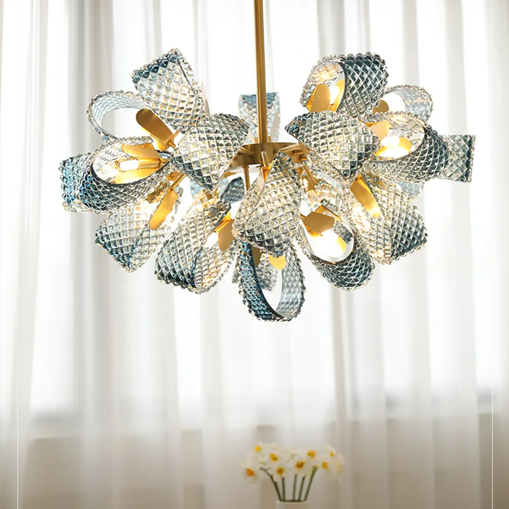 Valentina Vintage Art Deco Glass Chandelier Living Room - Letslighting