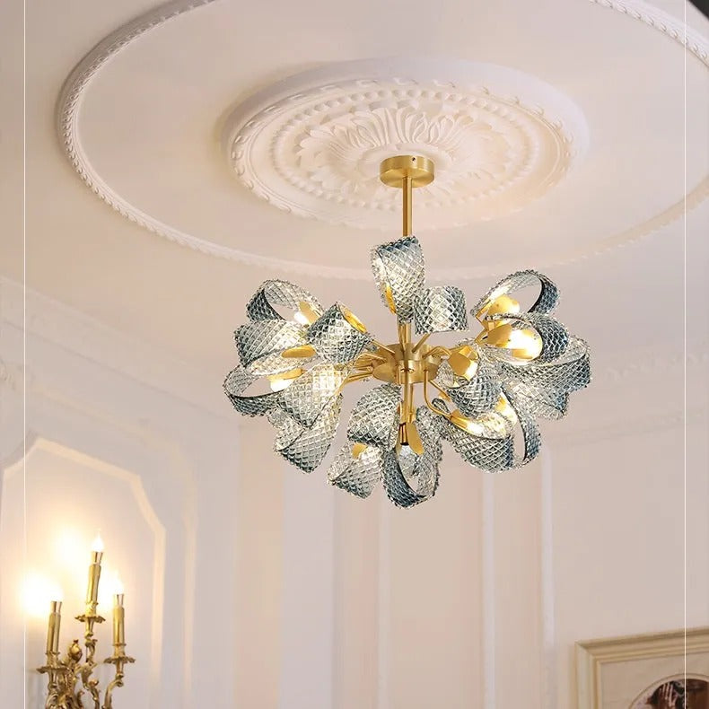 Valentina Vintage Art Deco Glass Chandelier Living Room - Letslighting