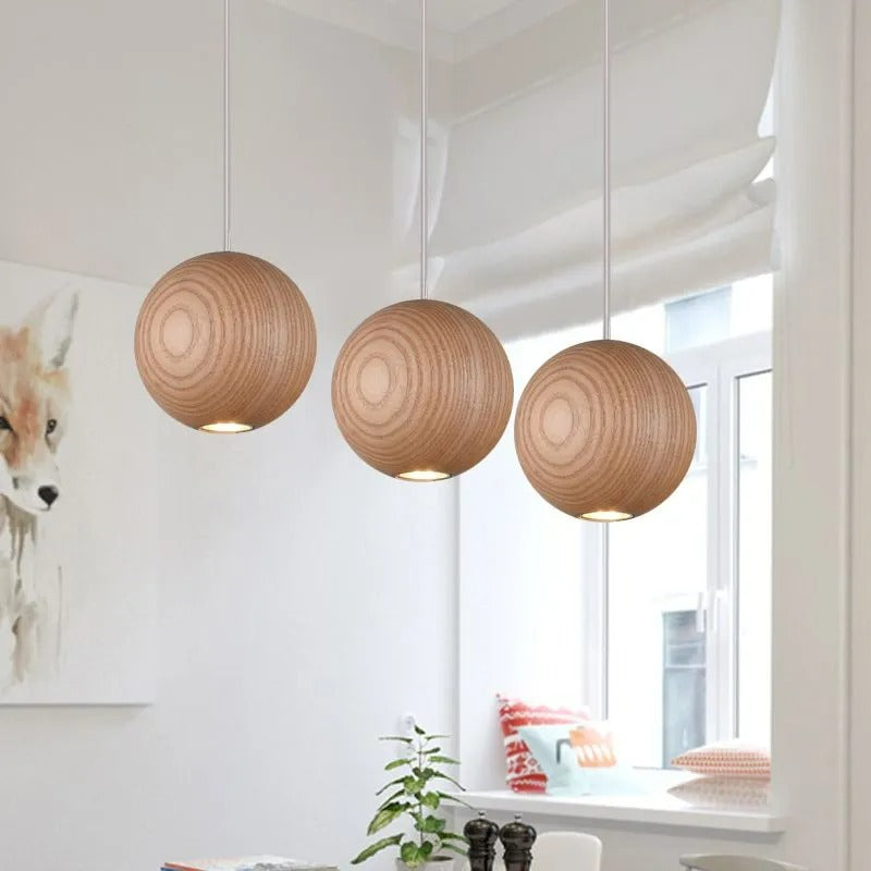 Muto Pendant Light Globe Minimalist Cluster Wood Kitchen Island