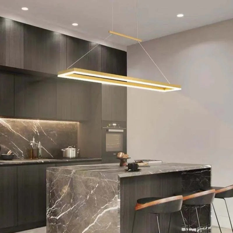 Arisha Modern Rectangular Metal Pendant Light Coffee Dining Room
