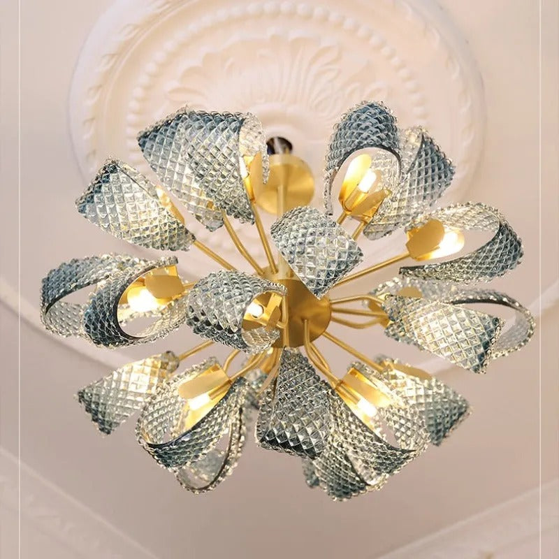 Valentina Vintage Art Deco Glass Chandelier Living Room - Letslighting