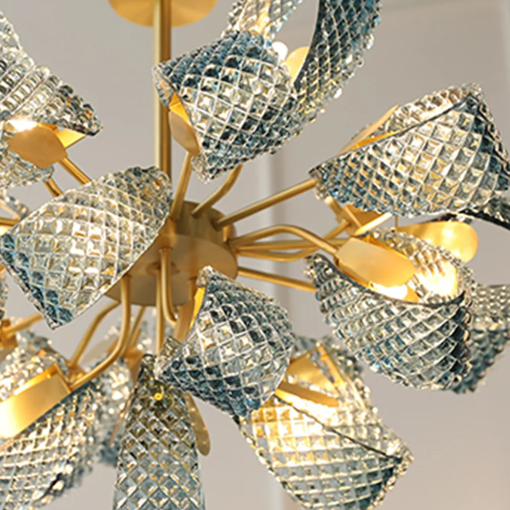 Valentina Vintage Art Deco Glass Chandelier Living Room - Letslighting