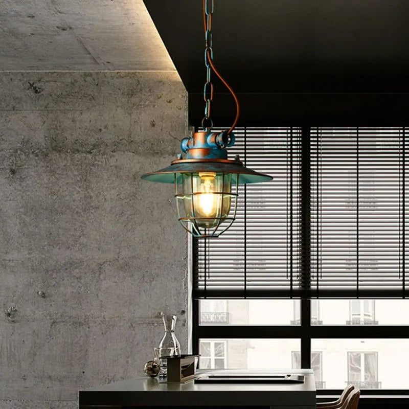 Epoch Industrial Metal Glass Pendant Light Bedroom